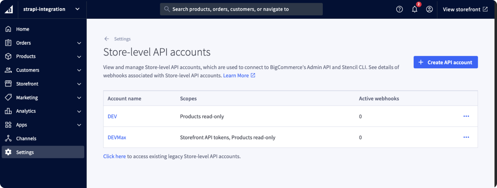 Store-Level API accounts